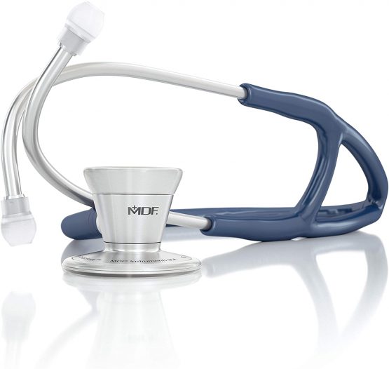 MDF ProCardial Cardiology Stethoscope, Adult, Dual Head, Free-Parts-for-Life, MDF797 (Navy Blue/Silver, Stainless Steel)