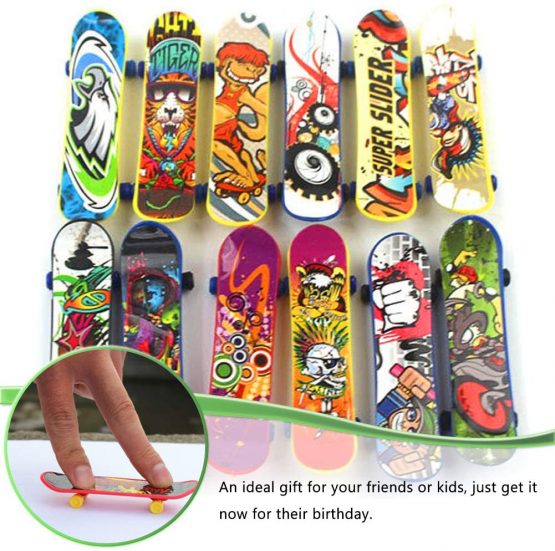 INTVN Mini Skateboard Toy, Finger Skateboards,Fingerboard Skate Park Boy Kid Children Gift (Random Color) 12pcs - Image 4