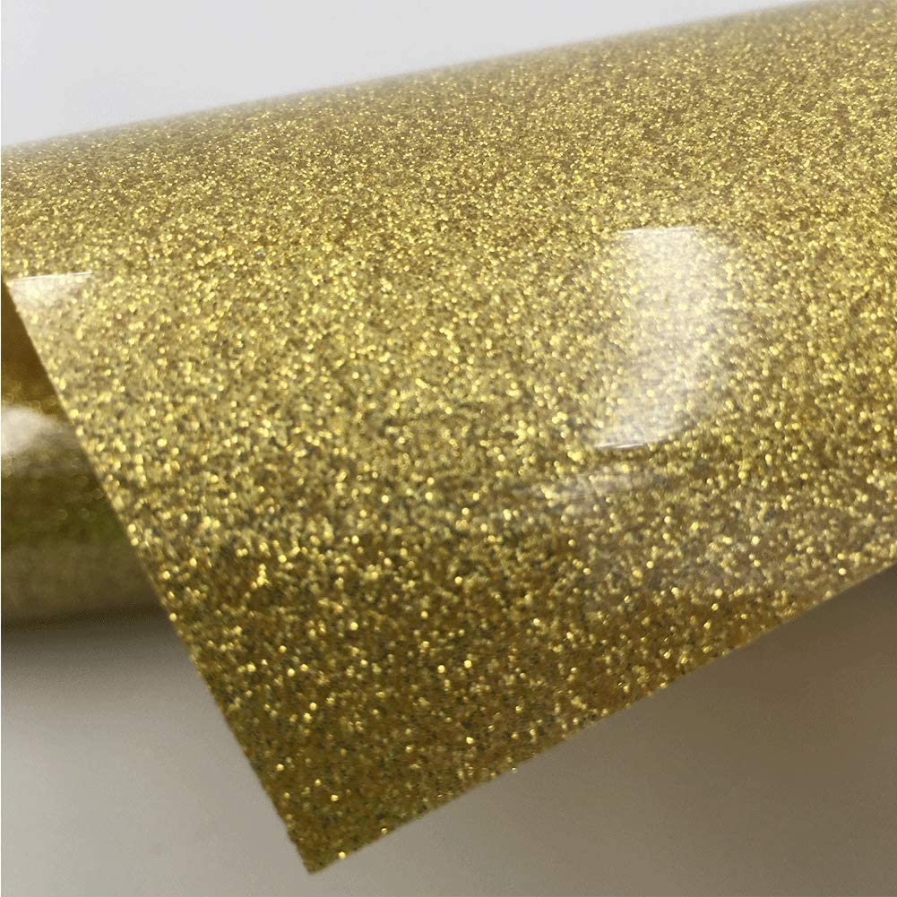 YURROAD 40" x 12" Glitter Heat Transfer Vinyl Gold Glitter HTV Vinyl Iron On Clothes - Gold Glitter Vinyl - Image 4