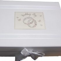 White Cotton Cards Patterned Wedding Rings, Wedding Day Large Keepsake Box (PWR2X)