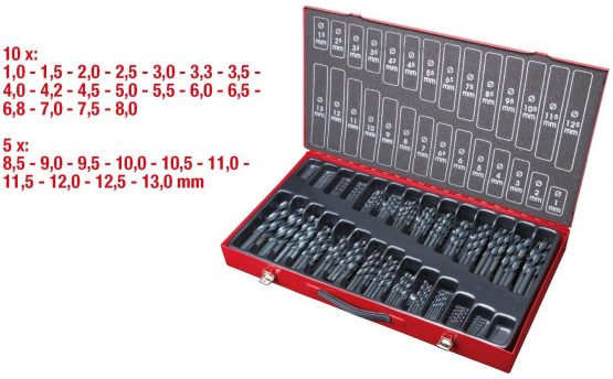 KS Tools 330.1650 HSS-R Twist drill set, 230 pcs, 1-13mm - Image 2