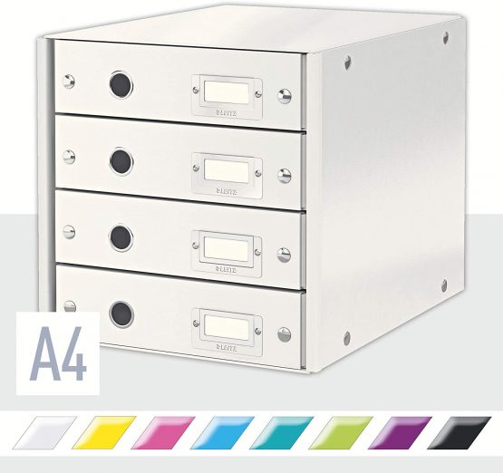 Leitz Drawer Cabinet, 4 Drawers, A4, Click and Store Range 60490001 - White