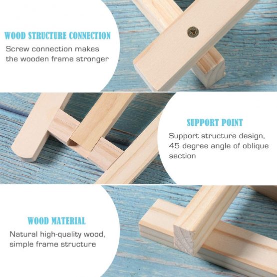 Toyvian 1pc Small Tabletop Desk Calendar Display Stand Wood Artist A-Frame Easel Photo Frame Bracket Photo Painting Triangle Easel(15 x 20cm) - Image 2