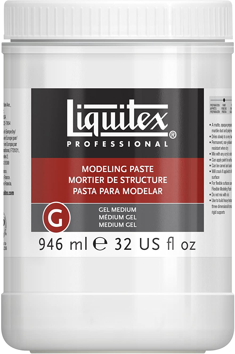 Liquitex Professional Acrylic Medium for Arcylic Paint Modelling Paste, 946 ml, 946ml, 946 ml (Pack of 1)