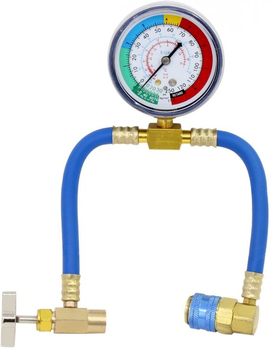 HSEAMALL R134A automotive air conditioning Refrigerant Charge Hose,Recharge Measuring Hose W/Manifold Gauge