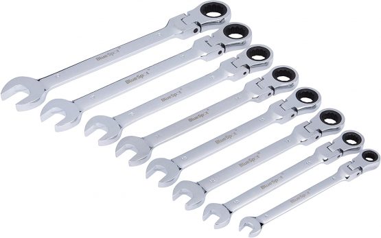 Blue Spot 8 Piece Flexible Head Metric Ratchet Spanner Set