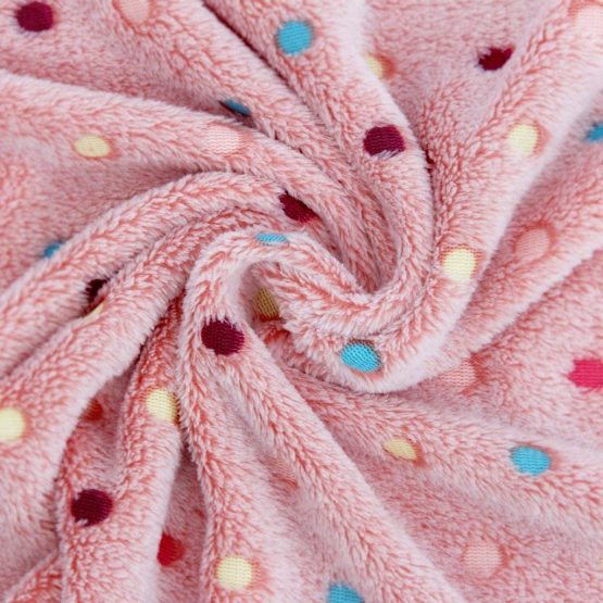 PAWZ Road Pet Dog Blanket Fluffy Fleece Fabric Soft and Cute Warm Dot Print Blanket Washable for Cats and Dogs Pink L:140 * 100cm - Image 2
