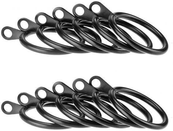 iPEAK 36 Pack Curtain Rings, Metal Curtain Rings Hanging Hooks For Curtain Rods Pole, 30 mm Internal Diameter (Black) - Image 4