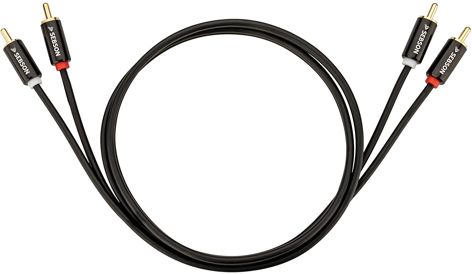 SEBSON RCA Audio Cable 2m, 2 male to 2 male RCA Plugs, RCA Phono Cable for Amplifier Speakers, Soundbar, Home Cinema and HiFi Systems - Image 4