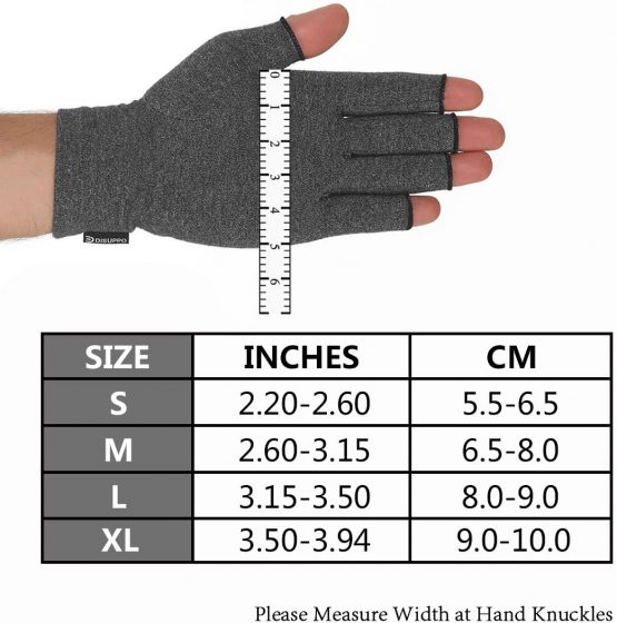 DISUPPO Arthritis Gloves Women and Men Relieve Pain from Rheumatoid, RSI,Carpal Tunnel, Compression Gloves Fingerless for Computer Typing, Dailywork, Hands and Joints Pain Relief (Gray, Medium) - Image 2