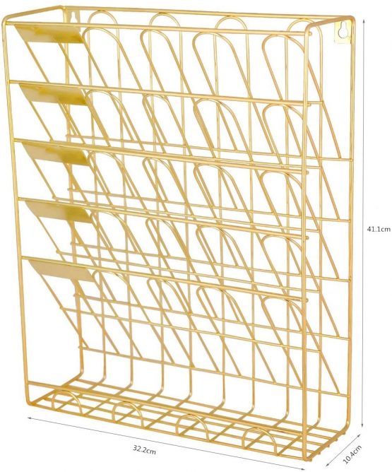 EasyPAG 6 Tier A4 Metal Wire in Tray Hanging Wall File Holder Mail Organiser Magazine Storage Rack,Gold - Image 4