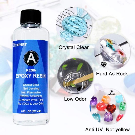 Epoxy Resin Crystal Clear Kit -16oz /474ml Casting Resin for Jewellery DIY Art Craft Resin Coating Easy Cast Epoxy, with Instructions/Bonus Sticks/Graduated Cups/Beak Cover/Dropper/Gloves - Image 3