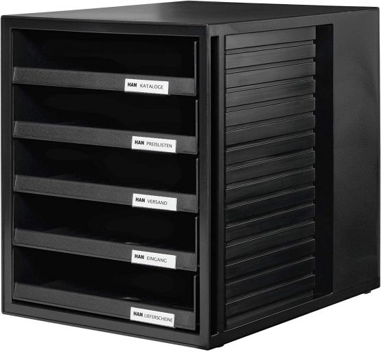 HAN 1401-13, SCHRANK-SET Drawer set Innovative, attractive design with 5 open drawers, black