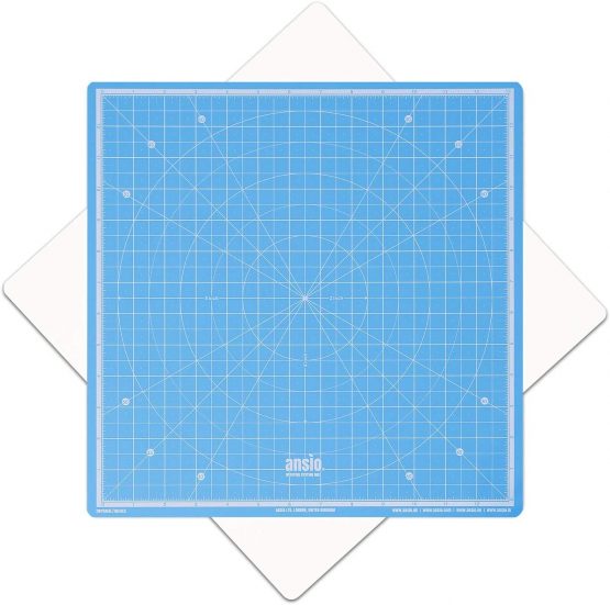 ANSIO Rotating Self Healing Cutting Mat - Craft, Quilting, Sewing, Scrapbooking, Fabric & Papercraft - Imperial 13 Inch x 13 Inch - Sky Blue