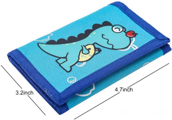 RFID Wallet, Cute Cartoon Wallet with Zipper for Kids, Blue Dinosaur - Image 2