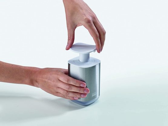 Joseph Joseph 70532 Bathroom Presto Steel Soap Dispenser – White/Steel - Image 4