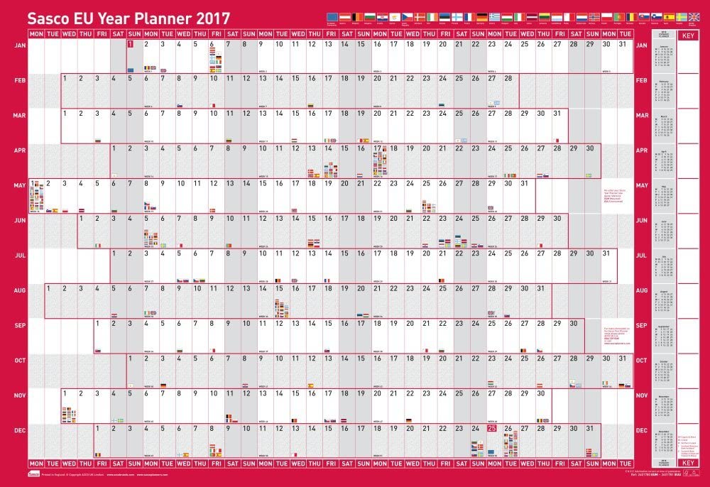Sasco 2017 EU Planner Kit, 915 x 610 mm - Mounted, Red, Standard