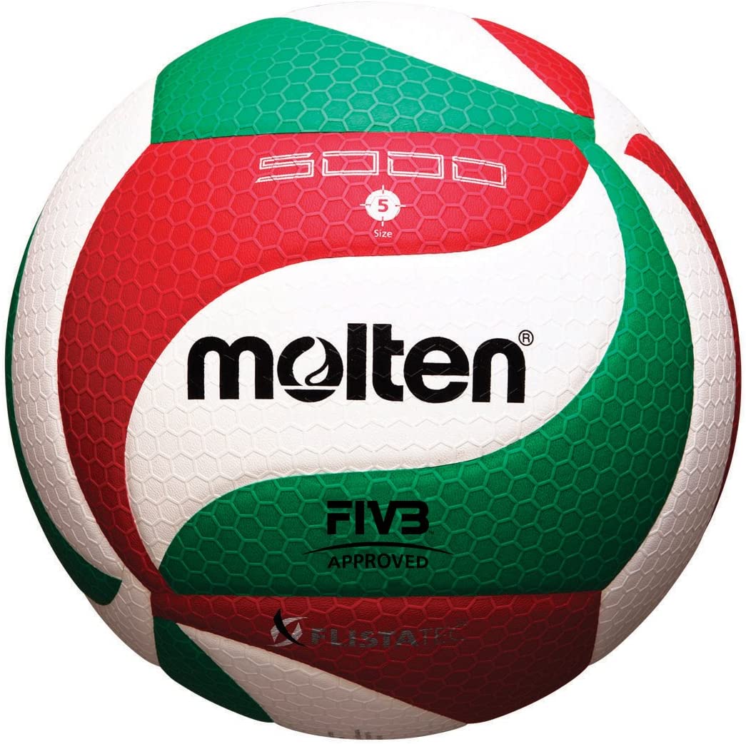 Molten V5M5000 Men's NCAA Flistatech Volleyball, Red/Green/White, 1, FIVB Approved - Red, White, Green, Official size