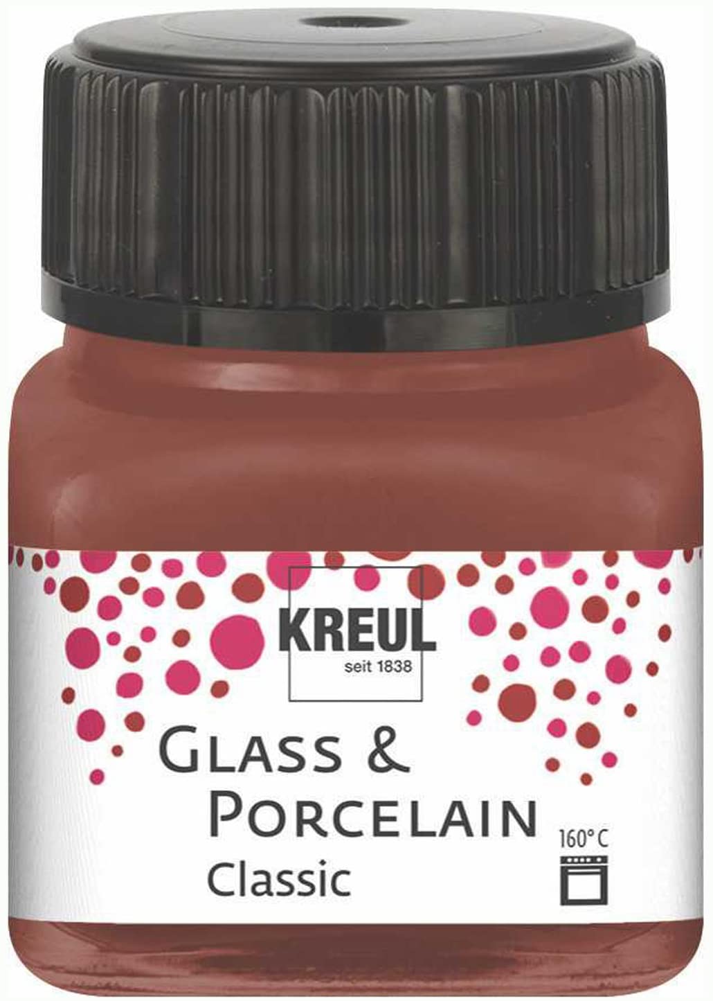 Kreul 16229 Glass & Porcelain Classic Cognac in 20 ml Glass, Brilliant Glass and Porcelain Paint Water-Based, Quick-Drying, Opaque