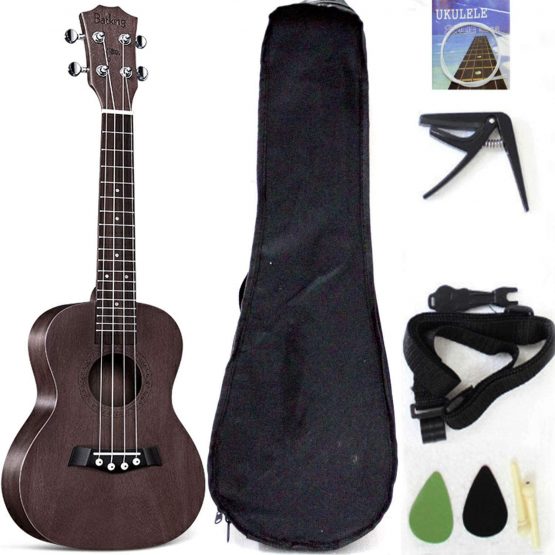 Tenor Ukelele Ukulele Solid Top Mahogany 26 Inch With Ukulele Accessories With Gig Bag,Strap,Nylon String, Guitar Trigger Capo,Picks