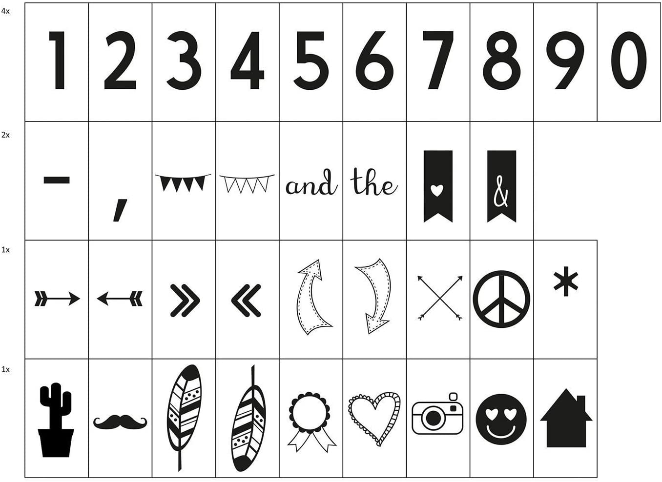 Vaessen Creative 74-Piece Funky Light Box Symbols, Clear