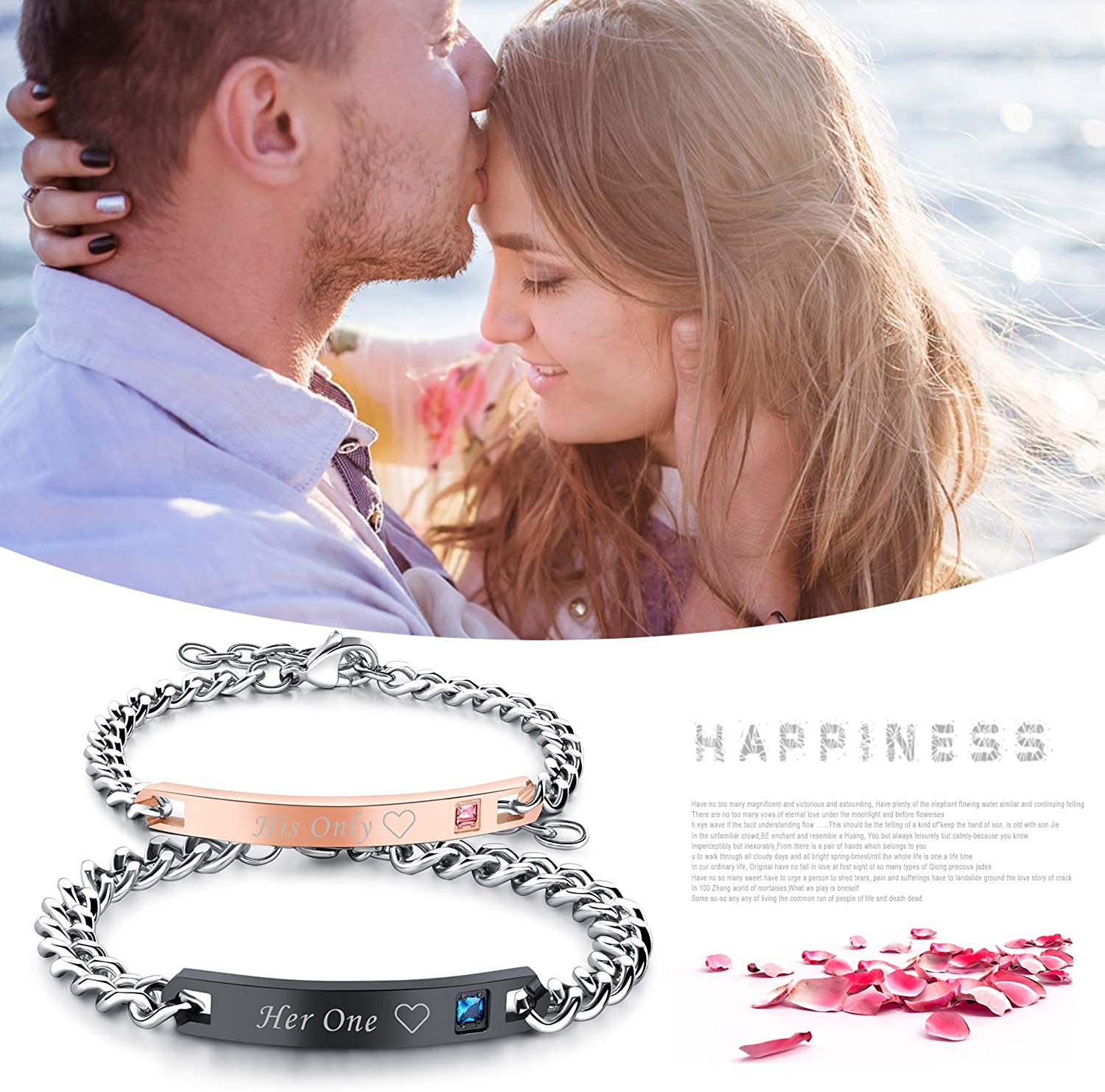 Cupimatch 2pcs CZ His and Hers Couple Bracelets Set - Image 2