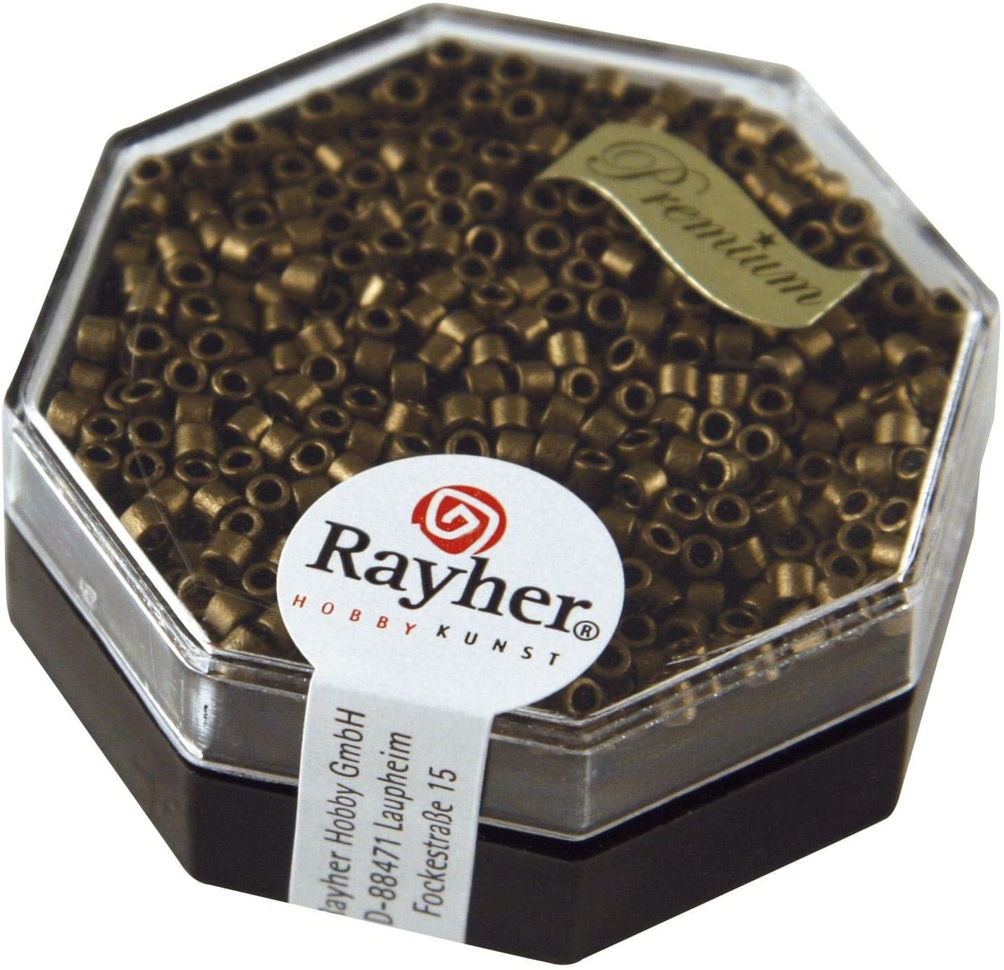 Rayher Delica seed beads, 2.2 mm diameter, metallic matt, smoke topaz 14751563, Klein