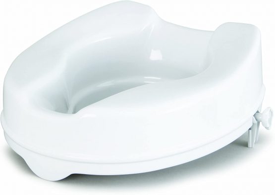 Homecraft Savanah Raised Toilet Seat without Lid, Elongated & Elevated Lock Seat Support for Elderly, Handicapped and Disabled Users, White Colour