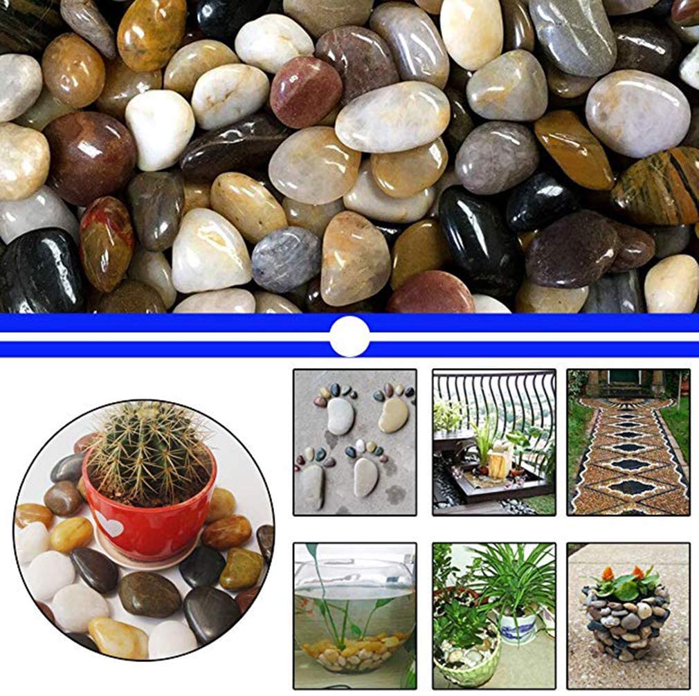 Hisredsun 2.1 lb Black Decorative Stones,0.4-1 inch Natural Polished Pebbles for Plant Pots,River Rocks for Landscaping Vase Fillers,Succulents,Aquarium and Garden Decoration - Image 4