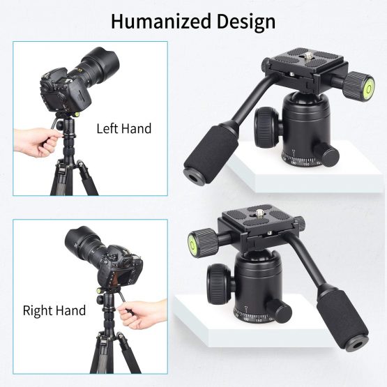 Tripod Ball Head with Handle, D30 All Metal CNC Panoramic Monopod Ball Head Camera Mount with 2 1/4" Quick Release Plates, Max Load 22lbs/10kg, Compatible with DSLR, Camcorder, Telescope, etc. - Image 2