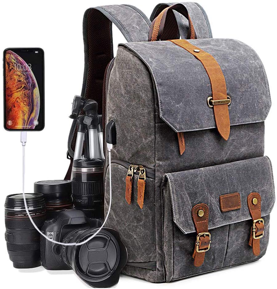 UBAYMAX Camera Backpack Bag for Canon Nikon Sony DSLR SLR Lens Large Professional Photographer Canvas Camera Rucksack Bag with 15.6” Laptop Compartment