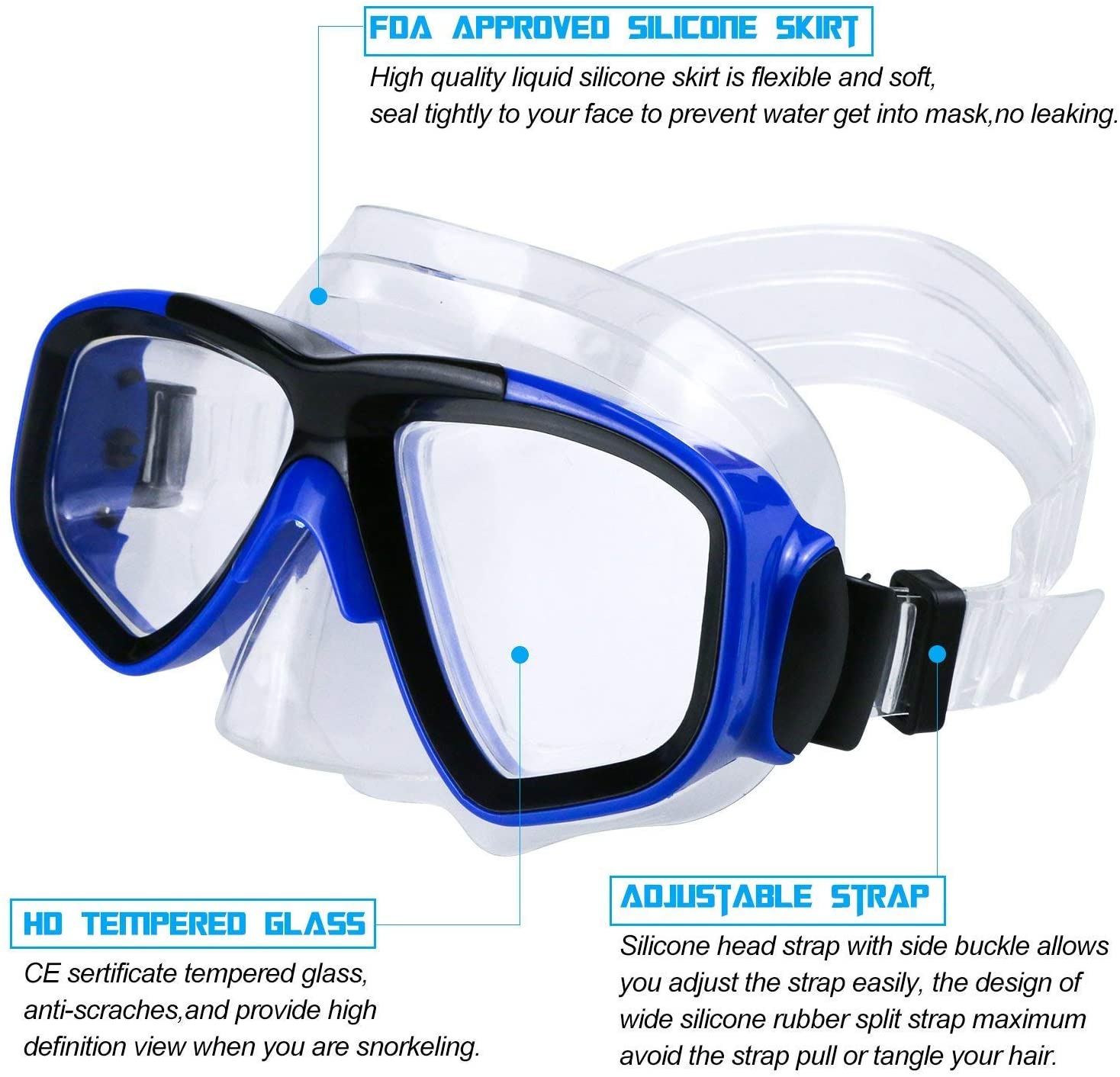 AIMTOP Snorkel Set Kids Adults, Dry Top Scuba Diving Mask, Panoramic ...