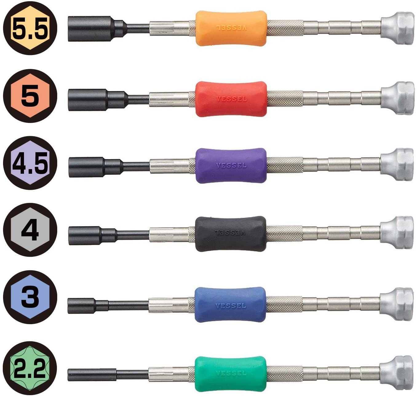 VESSEL Precision Screwdriver Set TD-57 / A/F2.2, A/F3.0, A/F4.0, A/F4.5, A/F5.0, A/F5.5, Clear - Image 3