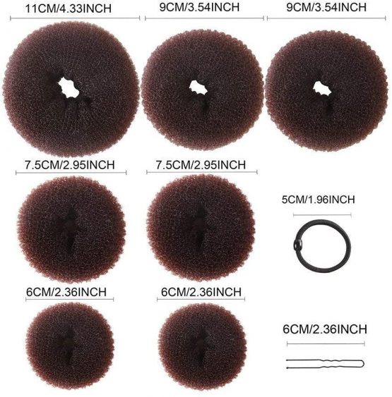 Hair Donut Bun Maker,MORGLES Hair Bun Maker 7pcs Blonde Hair Ring Style with 5pcs Hair Elastic Bands, 20pcs Hair Pins for Chignon Hair Styles Ballet Dancers Kids Girls - Image 2