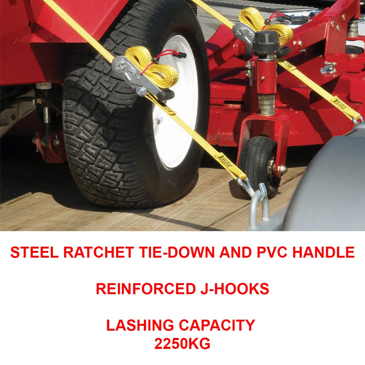 Master Lock 3059EURDAT Ratchet Tie Down Strap with J-Hooks, Yellow, 8.25 m x 50 mm Strap, 32.0 cm x 27.8 cm x 6.0 cm - Image 4