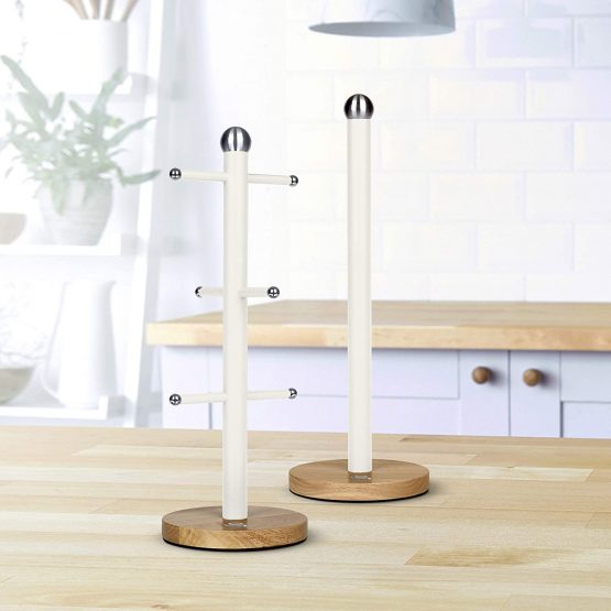 Swan SWKA17510WHTN Nordic Scandi Mug Tree with Non-slip Bamboo Base, Cotton White, Steel, One Size - Image 2