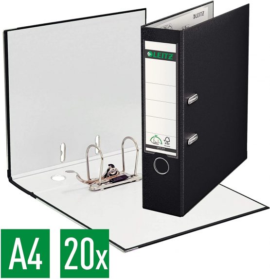 Leitz Quality Folder 180° Plastic 80 mm Black Pack of 20