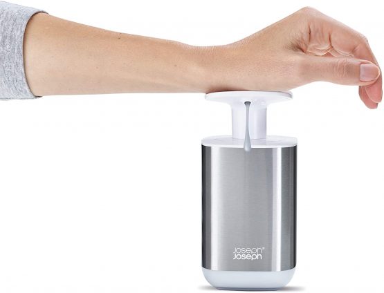 Joseph Joseph 70532 Bathroom Presto Steel Soap Dispenser – White/Steel - Image 3