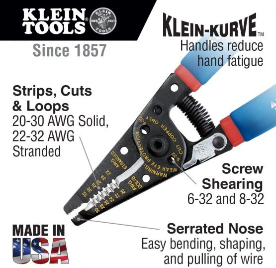 KLEIN TOOLS Stripper and Cutter for 20-30 Solid 22-32 AWG Stranded Wire 11057, Blue - Image 2