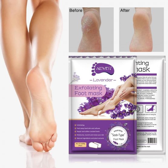 3 Pairs Foot Peel Mask, Foot Moisturizing Mask, Natural Lavender Exfoliating Foot Mask, Foot Skin Repair Socks for Dry, Aging, Cracked Heels Intense Skin Nutrition Foot Cream Mask - Image 2