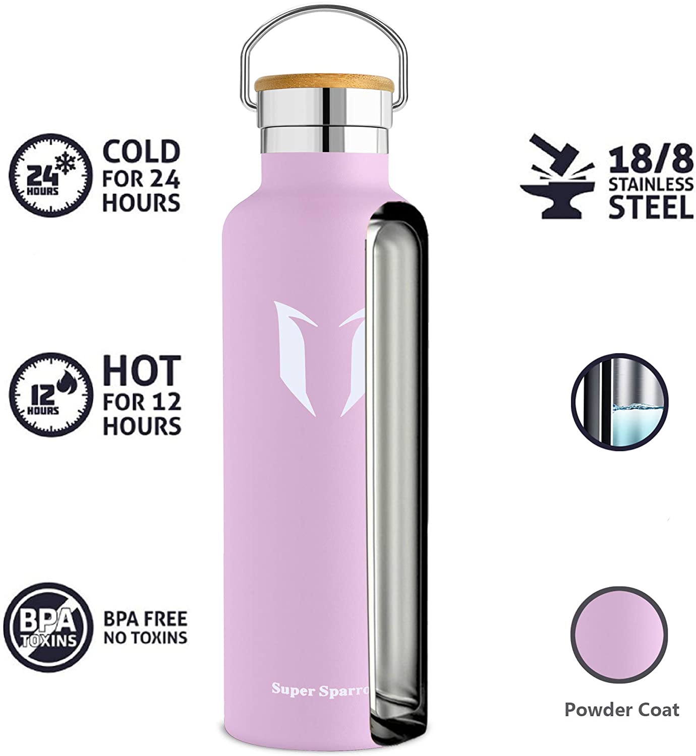 Super Sparrow Water Bottle Stainless Steel, 1000ml, Insulated Metal Water Bottles, Standard Mouth Flask, BPA Free - Image 4