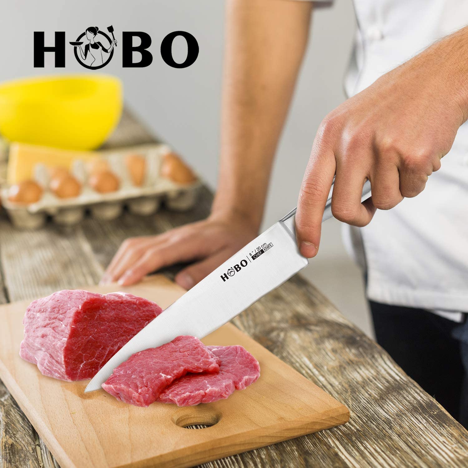 HOBO Knife Set, Professional 5-Piece Stainless Steel Kitchen Knife Set, Non-Slip Frosted Handle - Image 4