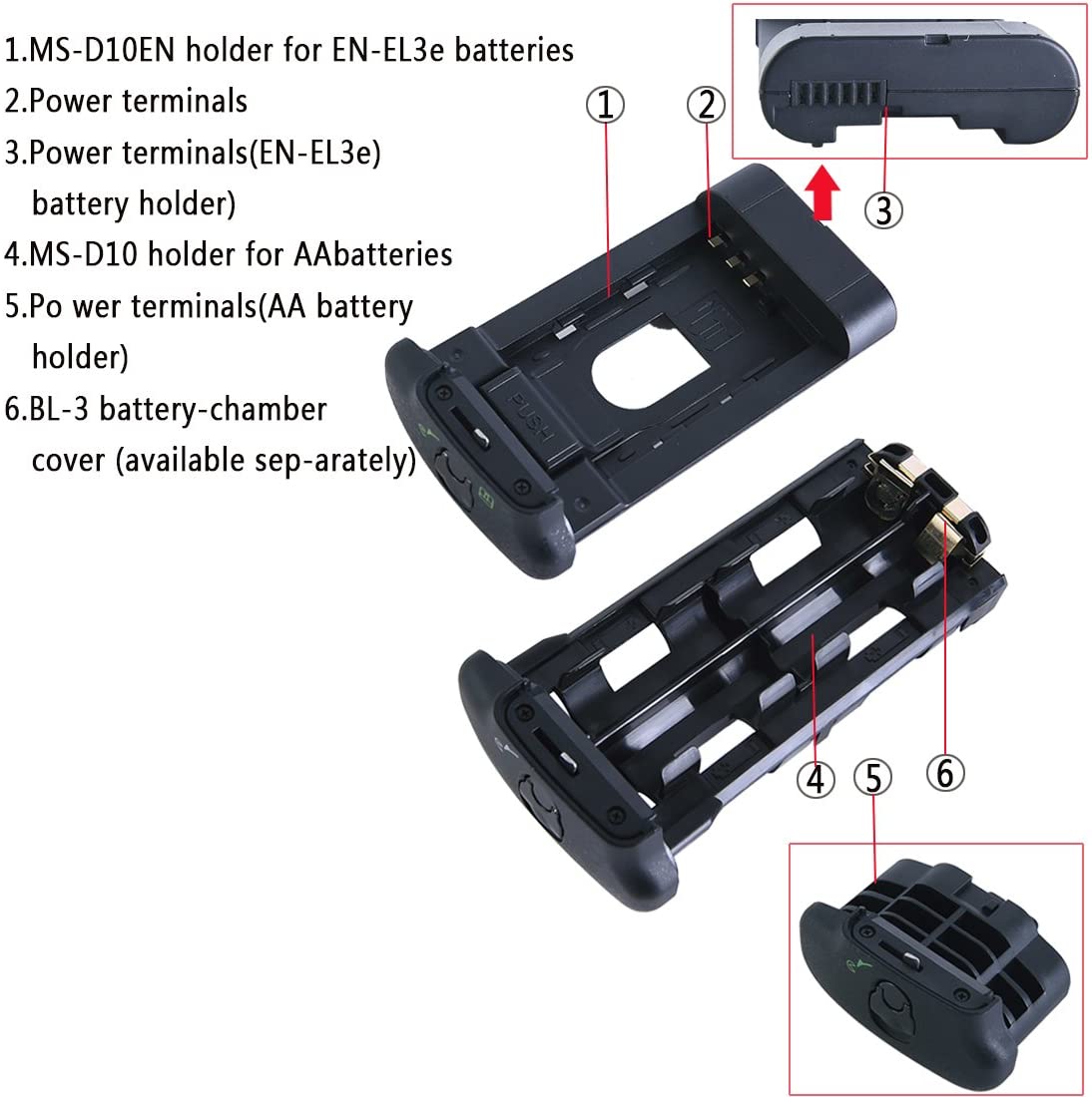 DSTE® Pro MB-D10 Vertical Battery Grip + 2x EN-EL3E for Nikon D300 D300S D700 D900 SLR Digital Camera - Image 4