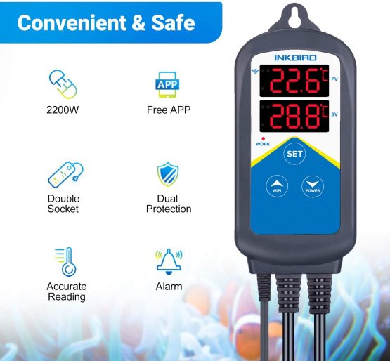 Inkbird ITC-306A-WiFi Aquarium Temperature Controller Aquarium Thermostats Fish heater thermostat with Dual Heating Socket for Marine Tank Fish Shrimp Tortoise（No Timer） - Image 3