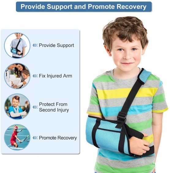 Kids Arm Sling, Medical Child Arm Sling Shoulder, Child Arm Immobilizer with Waistband and Storage Pockets, Arm Sling for Children Broken Arm, Elbow, Wrist Support and Injury Recovery - Image 2