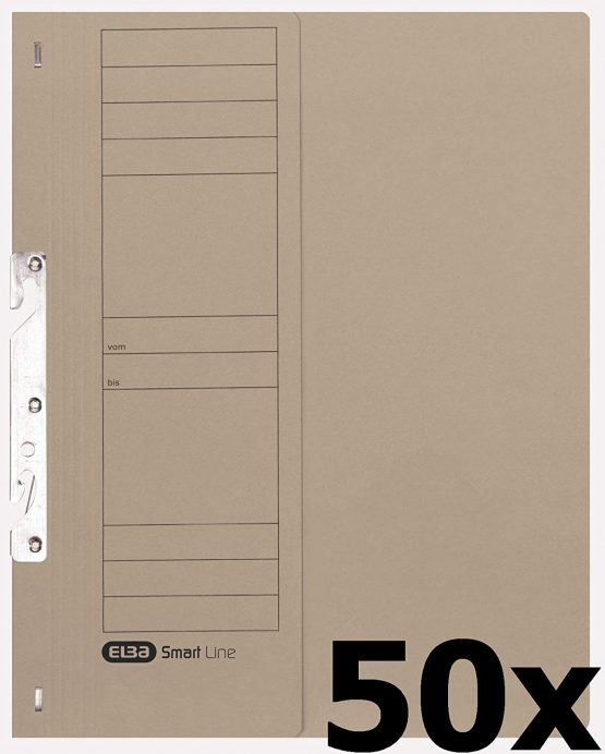 Elba 22451BL Attachable File Commercial Binding 250 g/sq. m Manila Cardboard for 200 DIN A4 Sheets, Half Front Cover, 50 Pieces, Blue Single Clip File with Commercial Binding Grey