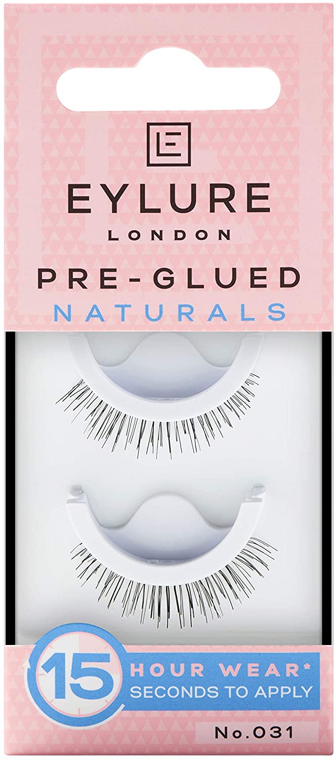 Eylure Naturals 031 Pre-Glued False Lashes, Black, 2 count (Pack of 1)