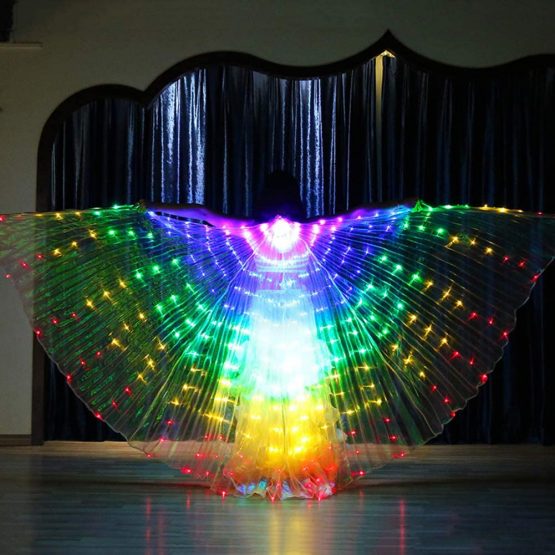 LAMF LED Belly Dance Wings with Telescopic Stick Light Up Butterfly Wings Glowing Performance Clothing for Carnival, Stage, Halloween Christmas Party - Image 2