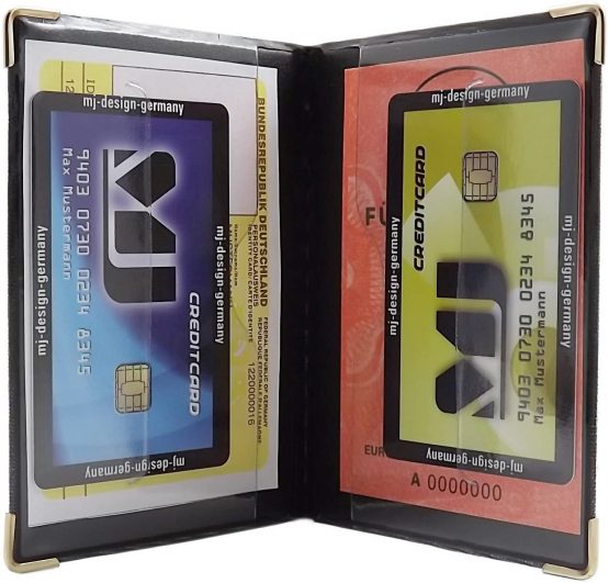 Exclusive ID and Credit Card Holder with Metal Corners 4 Pockets (Design 2 / Black) - Image 2