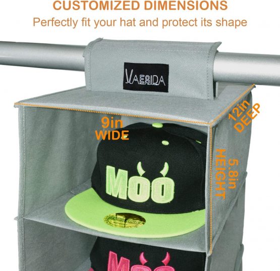 VAESIDA Hat Rack & Baseball Cap Holder Rack - 10 Shelf Hanging Closet Wardrobe For Baseball Hat Storage - Hat Organiser Suitable All Types Hats - Image 2